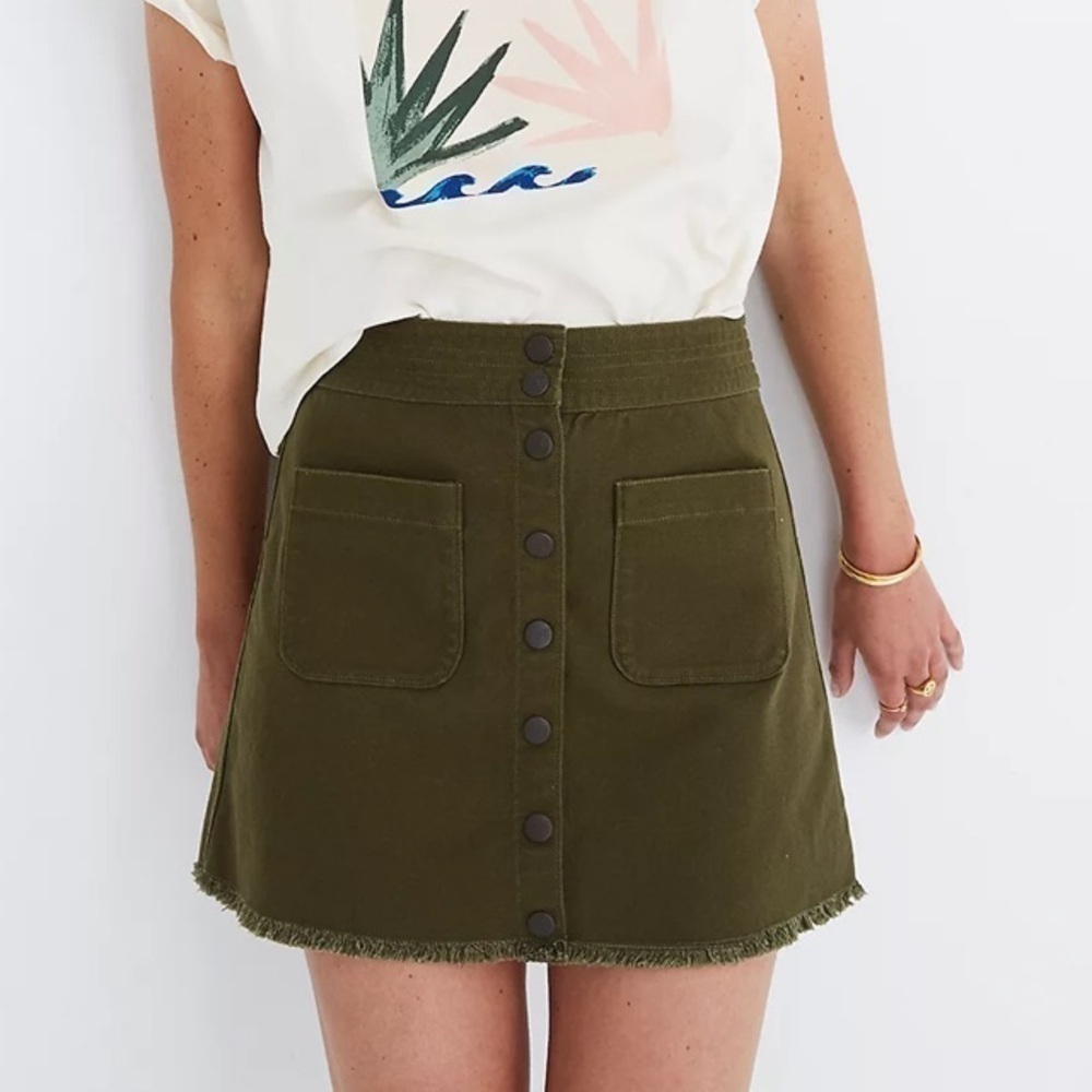 Madewell Sz 4 Raw-Hem A-Line Mini Skirt in Kale